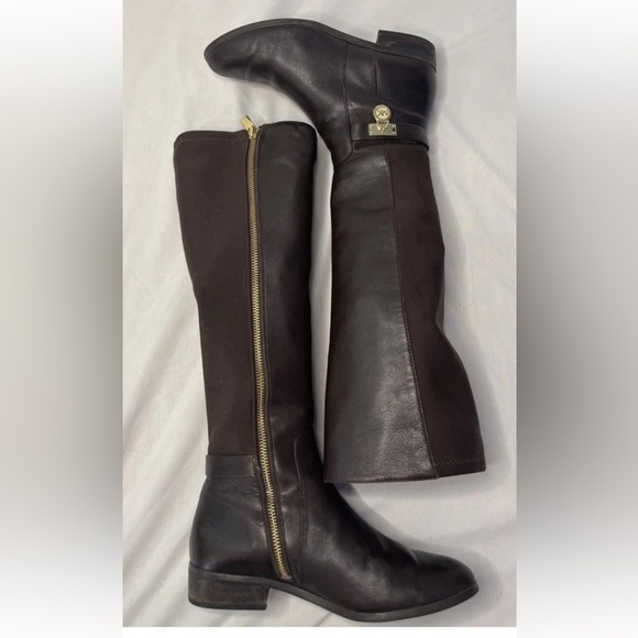 KORS Michael Kors Shoes - SOLD MICHAEL KORS HAMILTON BROWN GOLD PADLOCK LOGO TALL RIDING BOOTS Size 6M